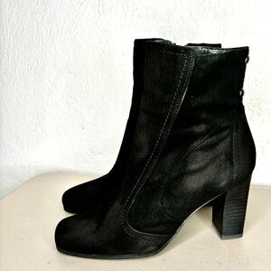 Franco Sarto Vevet Black Suede Square Toe Tall Ankle Bootie Womens Size 7.5 M